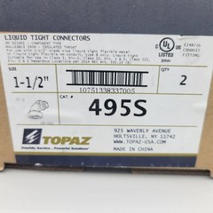 TOPAZ 495S 1 1/2″ INCH LIQUID TIGHT 90° CONNECTOR QTY. OF 2 New Open Box