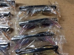ASSORTED BOX OF SUNGLASSES SUN GLASSES SET OF 12 GLASS COLORED SMALL LENS