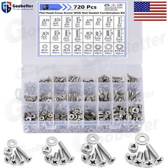 720x Stainless Steel Phillips Countersunk Flat Head Machine Screw Assortment Kit