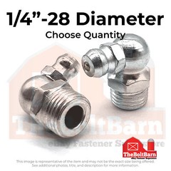 1/4″-28 Zerks Grease Fitting 90 Degree Steel Zinc (Choose Quantity)