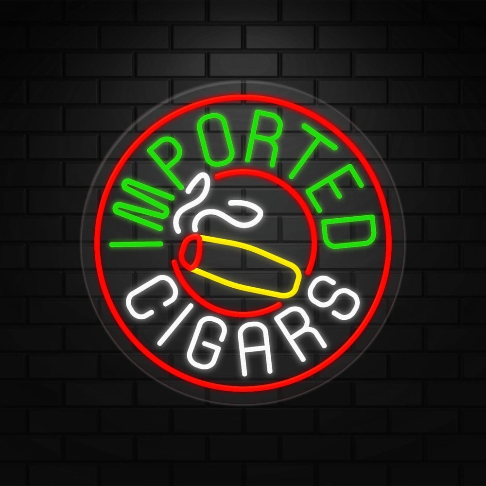 Imported Cigars Sign for Business Displays | LED Flex Neon | 26″W x 26″H x 1″D