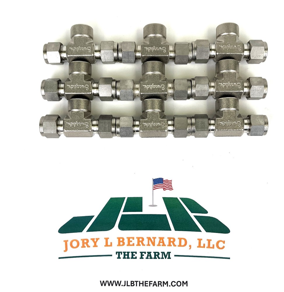 SWAGELOK, LOT OF 9, SS-600-3TTF, BRANCH TEE, 3/8″T x 3/8″T x 1/4″FNPT, SST, NEW