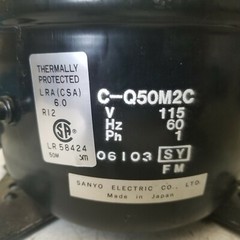 SANYO C-Q50M2C 115V 1PH 60HZ 50 WATT 170 BTU R-12 REFRIGERATION COMPRESSOR