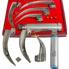 LARYNGOSCOPE MACINTOSH INTUBATION SET OF 4 BLADES AND ONE HANDLE EMT ANESTHESIA