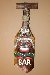 Tropical Island Theme Restaurant Handmade Wood Tiki Wall Decor, Salty Pirates 3