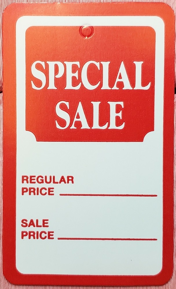 1000 Red White Special Sale Coupon Merchandise Price Tags Large Unstrung Label