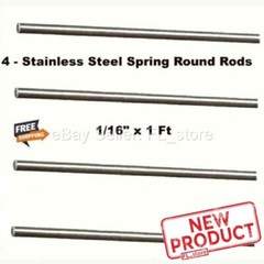 4 PACK 1/16″ x 12″ Stainless Steel Round Rod Stock 302 Alloy 1 Foot Long Rods