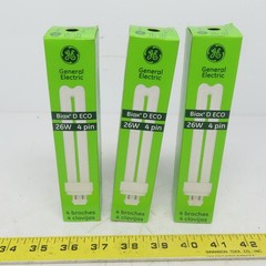 GE 976138 F26DBX/841/ECO4P Ecolux 26 Watts 4 Pin Base 1800 Lumen Lot of 3