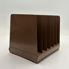 VTG Lit-Ning Metal File Desk Organizer 6 Vertical Slot Metal MCM Office Decor