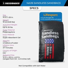 Sandbaggy 14″ x 26″ Water Activated Sandbags – Stronger Than Quick Dam Bags