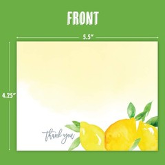 Koko Paper Co Lemon Thank You Cards | 25 Flat small, Yellow, Green, White