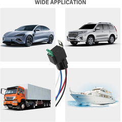 4Pin 12V Relay with 30A Fuse,Spst Normally Open Car Relay with 14 AWG Harness,Un