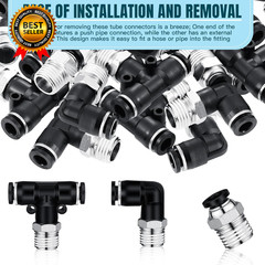 12 Pcs Push to Connect Fittings 1/4 Inch Tube OD X 1/4 NPT Air Line Pneumatic