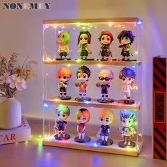 Clear Acrylic Display Case Stand with Wood Base 2 Tier、3 Tier、12/24 Compartme…