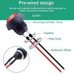 12mm Momentary Push Button Switch 1/2 Inch Mounting Hole On Off Mini Round