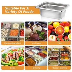4 Pack 1/9 Size x 2.5 Inch Deep Steam Table Pan Stainless Steel Anti-Jam Pan