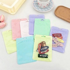 Resealable Packaging Bags Macaron Color Self Seal Bags Hang Hole Storage Pouches