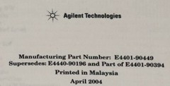 Agilent E4401-90449 PSA & ESA Spectrum Analyzers User & Programmer’s Manual