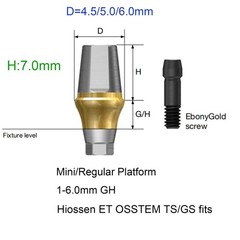 10Pcs Titanium Dental Hex Straight Abutment Hiossen ET Mini regular 7.0mm height