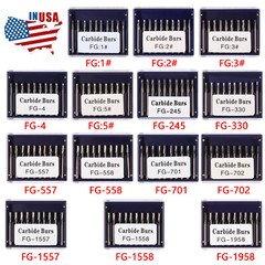 10-100pcs Dental Tungsten Steel Carbide /Gold Metal Cutting Burs For High Speed