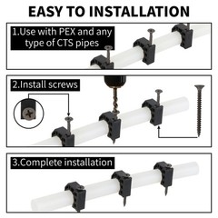 Lbraxyi 50 Pack 3/4″ Half Clamps J-Hook with Screws, PEX 3/4 inch, Black