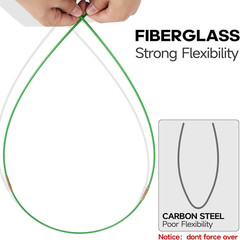 22FT Fiberglass Running Wire Cable Glow Rods Wire Pulling, Fish Rods Kit with
