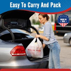 1000 Count Thank You Plastic Bags 12 X 6.5 X 21 White T-Shirt Grocery Bulk