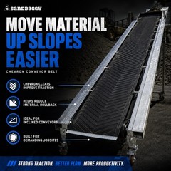 32″ x 10′ Chevron Rubber Conveyor Belt | Heavy-Duty Replacement Belt – Sandbaggy