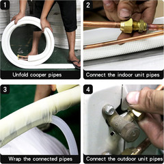 50Ft Length Mini Split Line Set 1/4″ 3/8″ OD Copper Pipes Tubing and 3/8 White P