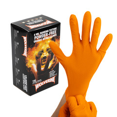 Heavy Duty Orange Nitrile Gloves With Raised Diamond Texture 8-Mil XL-Size 2000