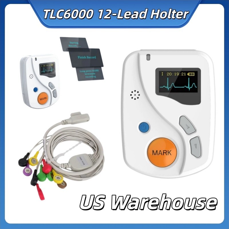 12 Lead Dynamic ECG/EKG Holter Monitor System 24 Hours Ambulatory EKG Recorder