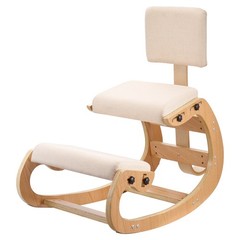 VEVOR Ergonomic Kneeling Chair Wood Posture Chair with Backrest & Thick Cushions