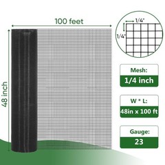Hardware Cloth 1/4 inch 48 x 100 ft 23 Gauge Black Vinyl Coated Welded Wire M…
