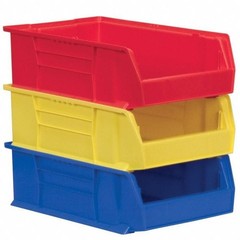 Akro-Mils 30280Red Storage Bin, Plastic, Red, 6 In H, 12 3/8 In W, 20 In L