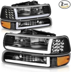 Auto Dynasty 4PCS LED DRL Headlights Assembly and Bumper Lamps Compatible with