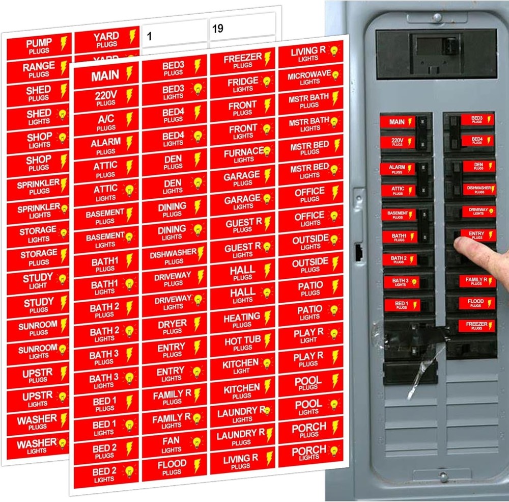 Circuit Breaker Box Label 0.5X1.5″ Electric Fuse Panel Box Identification Labels
