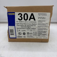 New Square D L221N 30Amp Light Duty Disconnect Switch Series E02 1Phase AK
