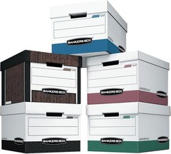 12 Pack Heavy-Duty File Storage Boxes Lift-Off Lid Letter Size White/Black