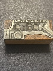 FLo Check nozzle monitor | Vintage letterpress printing block – York PA