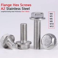 M4 M5 M6 M8-M12 Flanged Hexagon Head Bolts Flange Hex Screws A2 Stainless Steel