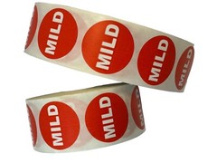 1-1/8 ” Round Inventory Red MILD Food Labels Stickers 1000 Per Roll (one Roll)
