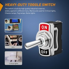 2Pin Metal Toggle Switch 15A 250V On/Off with Waterproof Caps – 5 Pack