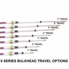 6 Series Push-Pull Cable, Bulkhead Hubs, 5/16-24 Rods, (choose travel option)
