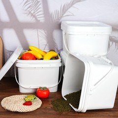 Hushee 10 Pcs 2 Gallon Bucket 68 Mil Square Plastic Buckets with Lid and Hand…