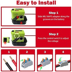 DC 18V-12V Step Down Converter Adapter Cigarette Lighter for Ryobi 18V BatteryOY