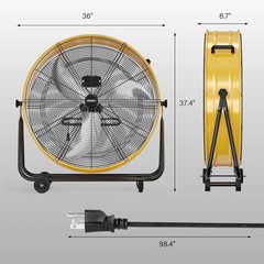 30 Inch Industrial Drum Fan, High Velocity Floor Shop Fan, Heavy Duty, 13000 CFM