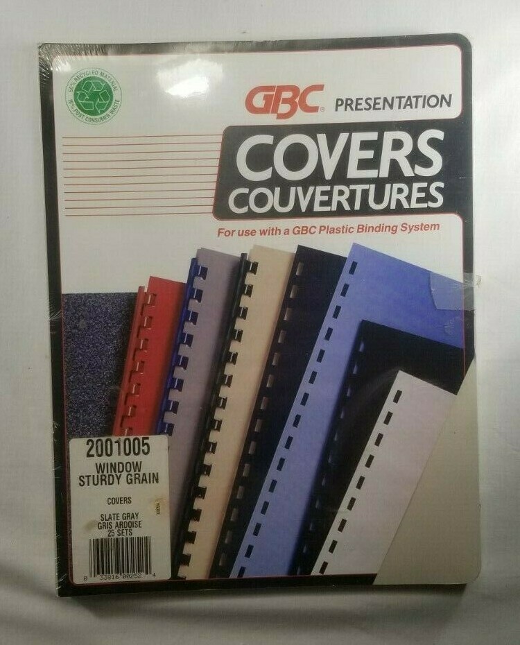 GBC Presentation Covers, 2001005 Window Sturdy Grain, 25 Sets, Slate Gray