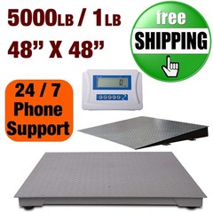 Prime Scale 48×48 Floor Scale 5000 lb Industrial Platform w Indicator Ramp