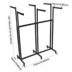 6 Arms Clothing Display Retail Rack Adjustable Floor Standing Metal Garment Rack
