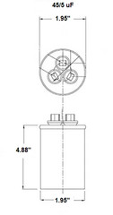 Dual Run AC Capacitor 40+5 MFD µF 370-440VAC 50/60Hz 5% HVAC – 6Pack